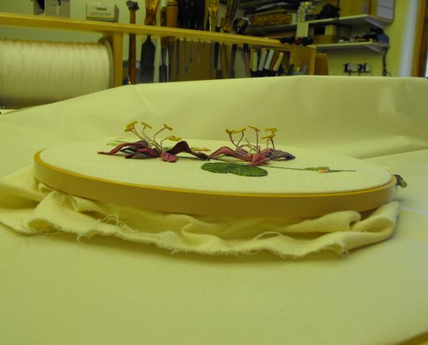 Or this beautiful stitchwork, to be accommodated in the depth of a frame